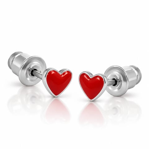 ⁨Red heart earrings (P14770AG-E227)⁩ at Wasserman.eu