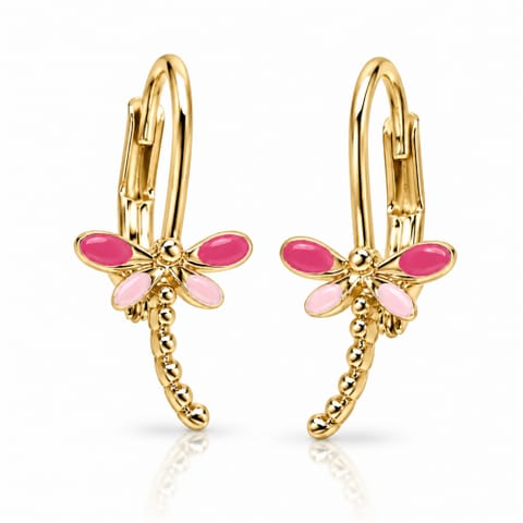⁨Pink dragonfly earrings (P13274AU-E209)⁩ at Wasserman.eu