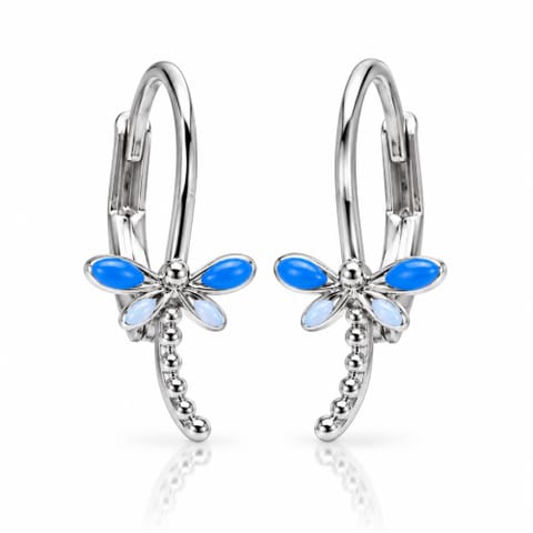 ⁨Blue dragonfly earrings (P13274AG-E206)⁩ at Wasserman.eu