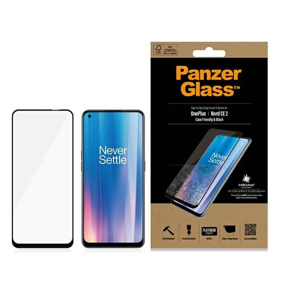 ⁨PanzerGlass E2E Super+ OnePlus Nord CE 2 Case Friendly czarny/black⁩ w sklepie Wasserman.eu