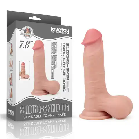 ⁨Silicone Dildo with Suction Cup Sliding Skin Dual Layer 19.5 cm Lovetoy⁩ at Wasserman.eu