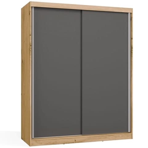 ⁨SZAFA Przesuwna IGA 160 CM B DĄB ARTISAN ANTRACYT – Stylowa i Funkcjonalna⁩ w sklepie Wasserman.eu