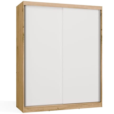 ⁨SZAFA Przesuwna IGA 160 CM B DĄB ARTISAN BIEL– Stylowa i Funkcjonalna⁩ w sklepie Wasserman.eu