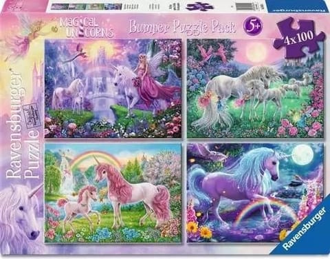 ⁨Puzzle 2D 4x100 Magiczne jednorożce⁩ w sklepie Wasserman.eu