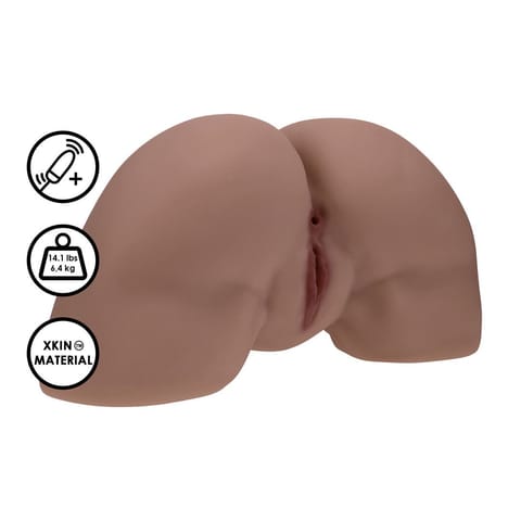 ⁨Bodyforms - Clara Vossin - Dual Entry Vibrating Masturbator - 6,3 kg / 14.1 lbs - Brown⁩ w sklepie Wasserman.eu