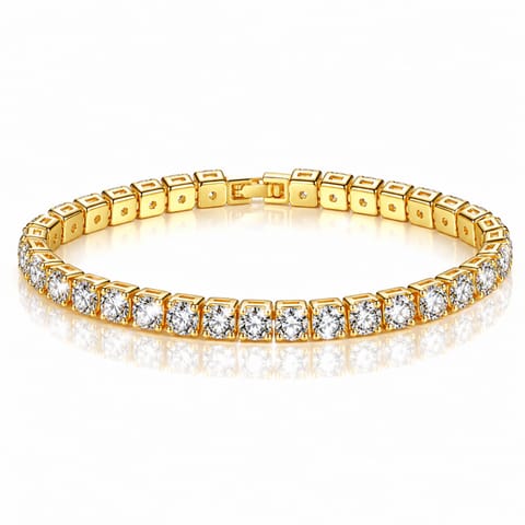 ⁨Bransoletka na rękę stal chirurgiczna pozłacana 14k złotem, tenisowa cyrkonie 5mm białe BST1805⁩ w sklepie Wasserman.eu