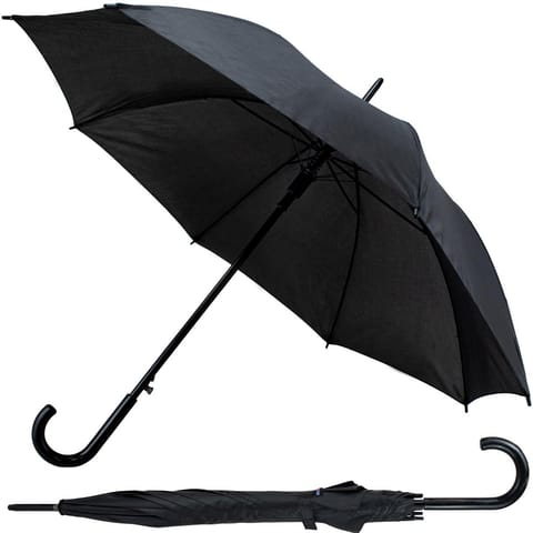 ⁨PARASOL DŁUGI PÓŁAUTOMATYCZNY Z ZAWIJANĄ RĄCZKĄ CZARNY SEMI LINE⁩ w sklepie Wasserman.eu