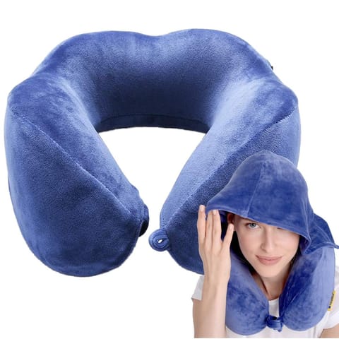 ⁨TRAVEL BLUE PODUSZKA Z PIANKI MEMORY TRANQUILITY HODDIE Z KAPTUREM⁩ w sklepie Wasserman.eu