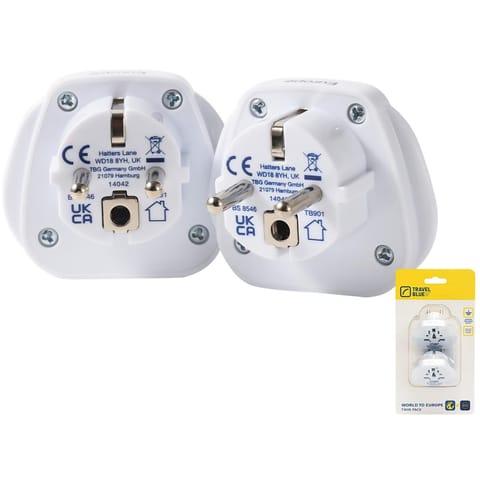 ⁨TRAVEL BLUE PRZEJŚCIÓWKA ADAPTER UNIWERSALNA ŚWIAT -> SHUCKO 2SZT⁩ w sklepie Wasserman.eu