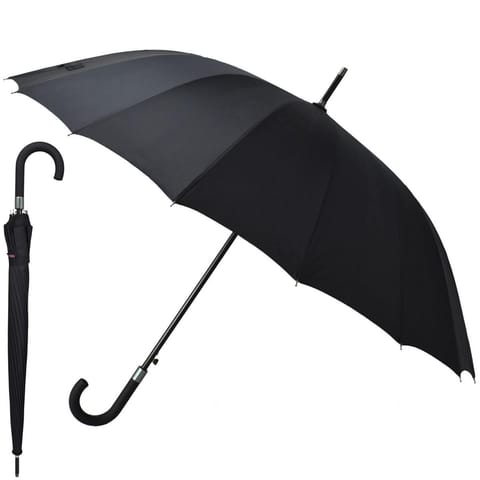 ⁨PARASOL DŁUGI PÓŁAUTOMATYCZNY 16 ŻEBER CZARNY SEMI LINE⁩ w sklepie Wasserman.eu