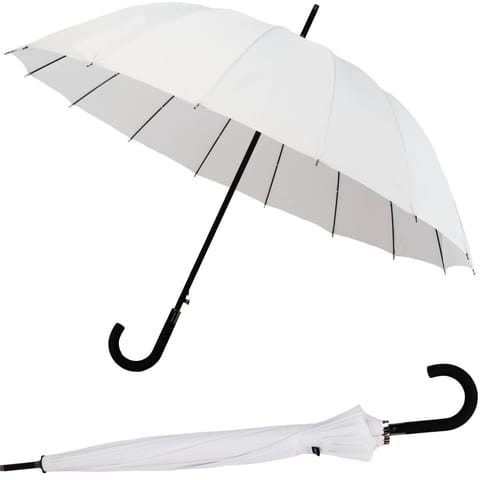 ⁨PARASOL DŁUGI PÓŁAUTOMATYCZNY 16 ŻEBER BIAŁY SEMI LINE⁩ w sklepie Wasserman.eu