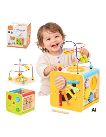 ⁨Viga PolarB Drewniana Kostka Edukacyjna 5w1 Pętla Motoryczna Labirynt Sorter⁩ w sklepie Wasserman.eu