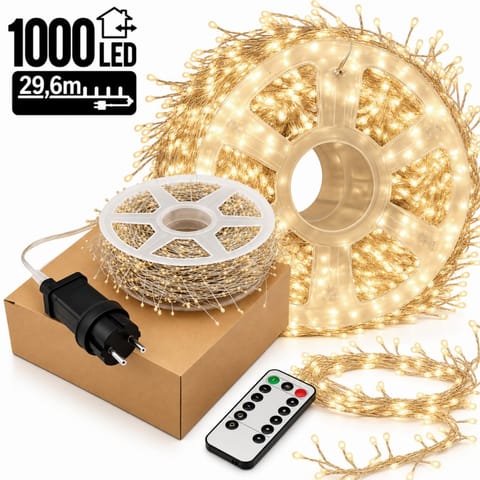 ⁨Zewnętrzne/wewnętrzne lampki choinkowe ryż 1000 LED 29,6m, barwa ciepłe białe LAMP69⁩ w sklepie Wasserman.eu