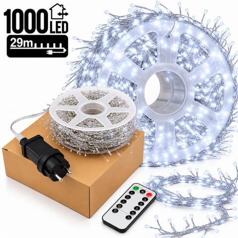 ⁨Zewnętrzne/wewnętrzne lampki choinkowe ryż 1000 LED 29m, barwa zimne białe LAMP70⁩ w sklepie Wasserman.eu