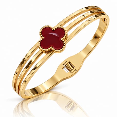 ⁨Bransoletka na rękę stal chirurgiczna pozłacana 14k złotem, obręcz KONICZYNA bordo BST1797⁩ w sklepie Wasserman.eu