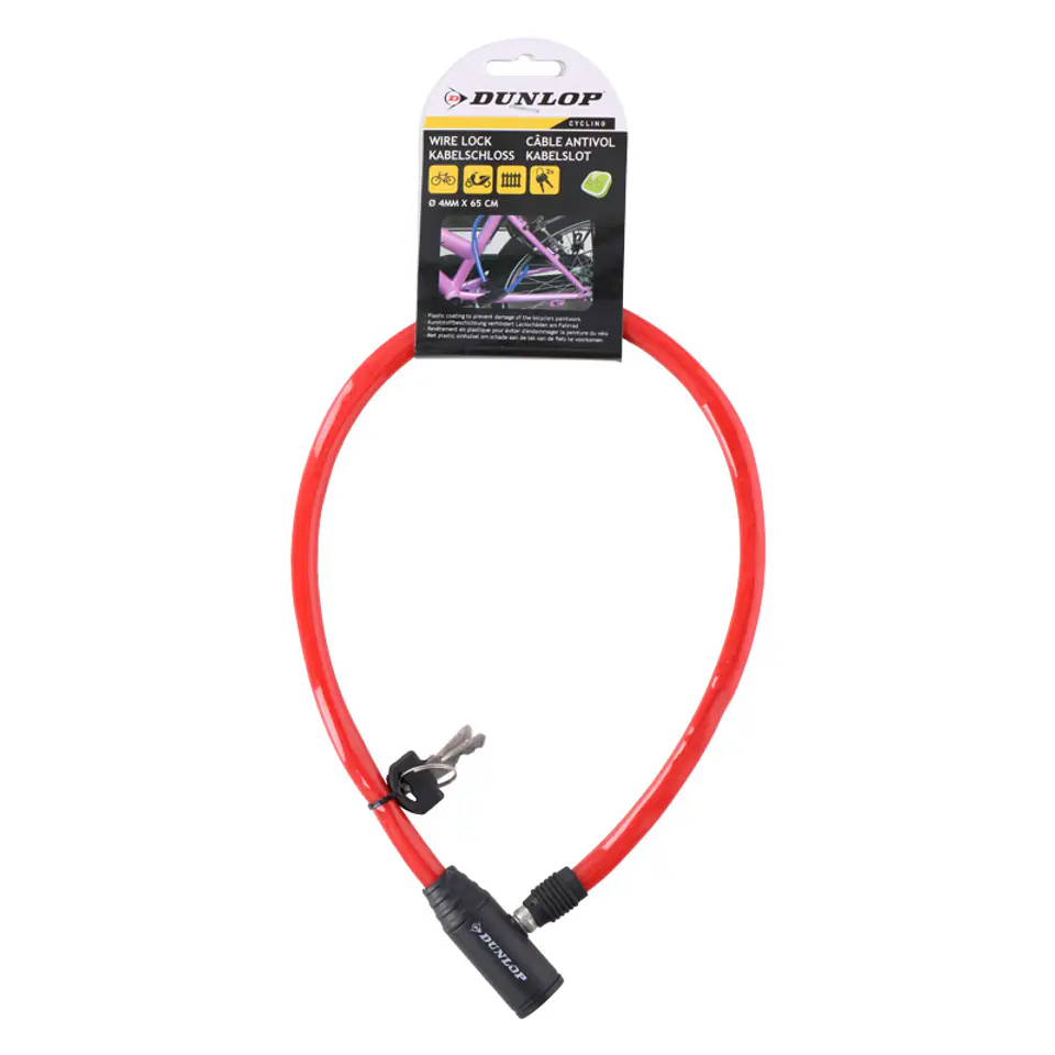⁨Dunlop - Cord, anti-theft clasp for bicycle (red)⁩ at Wasserman.eu
