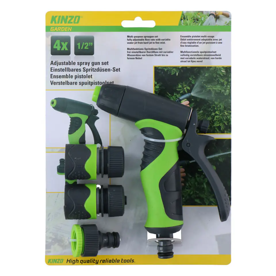 ⁨Kinzo - Garden watering kit, spray gun plus 1/2" fittings (4 pcs.)⁩ at Wasserman.eu