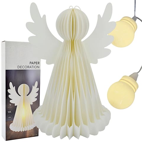 ⁨ANIOŁ DEKORACYJNY PAPIEROWY LED 38CM⁩ w sklepie Wasserman.eu
