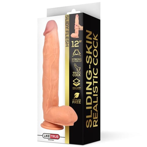 ⁨Sliding Skin Dual Layer Dildo 12" Flesh⁩ w sklepie Wasserman.eu