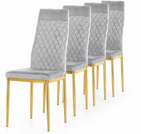 ⁨Krzesło tapicerowane zestaw 4x VALVA CARO VELVET GREY GOLD⁩ w sklepie Wasserman.eu