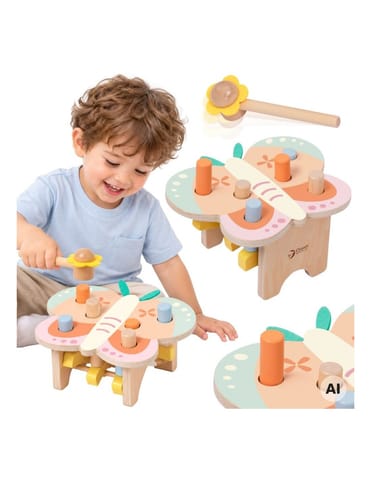 ⁨CLASSIC WORLD Wbijak Pastelowy Motylek Montessori z Młoteczkiem 8el.⁩ w sklepie Wasserman.eu