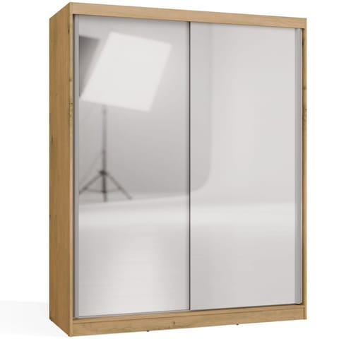 ⁨SZAFA Przesuwna IGA 160 2 Lustra DĄB ARTISAN ANTRACYT – Nowoczesny Design⁩ w sklepie Wasserman.eu