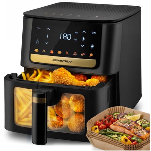 ⁨Frytkownica beztłuszczowa Air fryer + papier do pieczenia Berdsen BD-655 czarna⁩ w sklepie Wasserman.eu