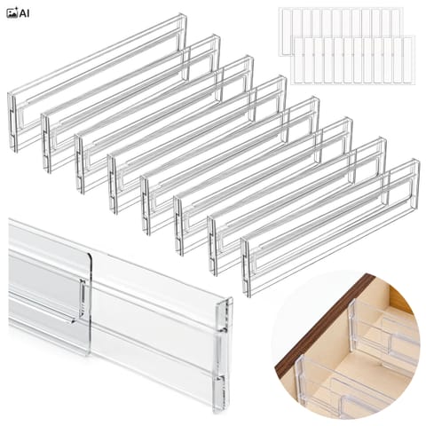 ⁨Zestaw 4 przegród plastikowych do szuflady Gilbert - przezroczysty⁩ w sklepie Wasserman.eu