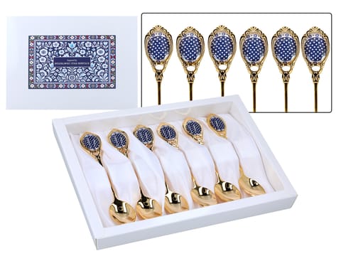⁨Kpl. 6 łyżeczek powlekanych 24K złotem -  inspirowana ceramiką bolesławiecką (CARMANI)⁩ w sklepie Wasserman.eu
