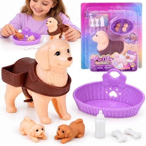 ⁨Anlily Figurka PIESEK mama w ciąży rodząca szczeniaki x2 i akcesoria ZA6225⁩ w sklepie Wasserman.eu