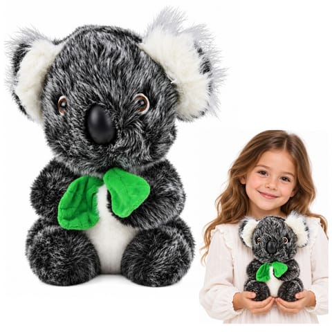 ⁨Pluszowy Miś Koala Z Zielonym Szalikiem Przytulanka Maskotka Szary 22cm⁩ w sklepie Wasserman.eu
