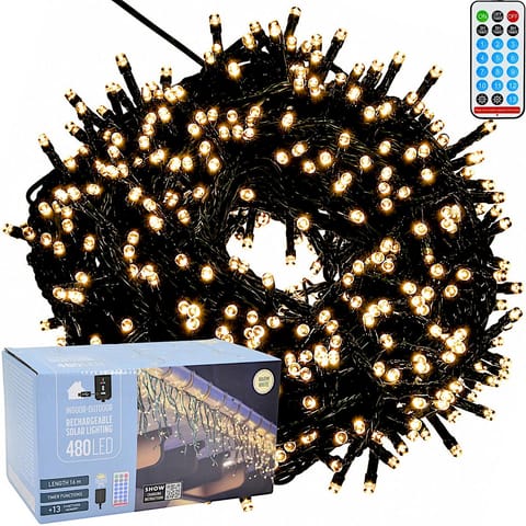 ⁨SOLARNY ŁAŃCUCH ŚWIETLNY 480 LED 13 FUNKCJI USB CIEPŁY BIAŁY⁩ w sklepie Wasserman.eu
