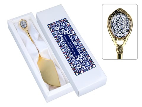 ⁨Łopatka do ciasta powlekana 24K złotem -  inspirowana ceramiką bolesławiecką (CARMANI)⁩ w sklepie Wasserman.eu