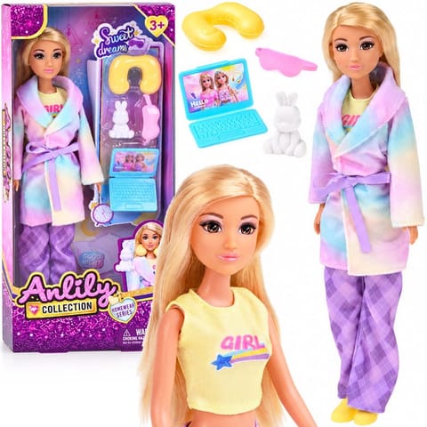 ⁨Anlily Lala na nocowankę - w piżamie, szlafroku z przytulanką ZA6224⁩ w sklepie Wasserman.eu
