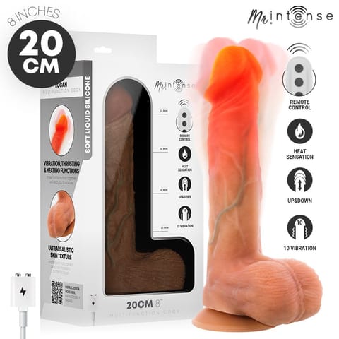 ⁨MR INTENSE - LOGAN VIBRATOR DILDO SILICONE WITH HEAT EFFECT AND REMOTE CONTROL 20 CM -Ø- 4,1 CM⁩ w sklepie Wasserman.eu