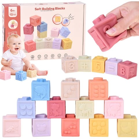 ⁨Gumowe klocki - miękkie, sensoryczne, pastelowe 12szt. ZA6635⁩ w sklepie Wasserman.eu