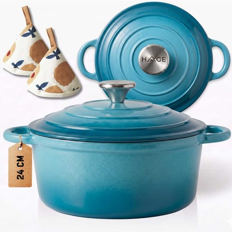 ⁨EMALIOWANY GARNEK ŻELIWNY 24cm 4L HAGE LAZUR⁩ w sklepie Wasserman.eu
