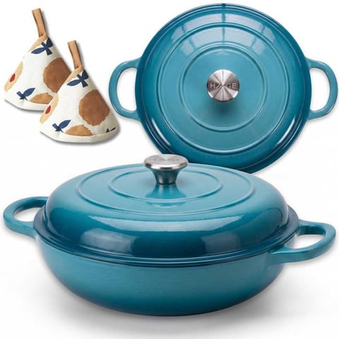 ⁨EMALIOWANY GARNEK ŻELIWNY PŁASKI 30cm 3L HAGE LAZUR⁩ w sklepie Wasserman.eu