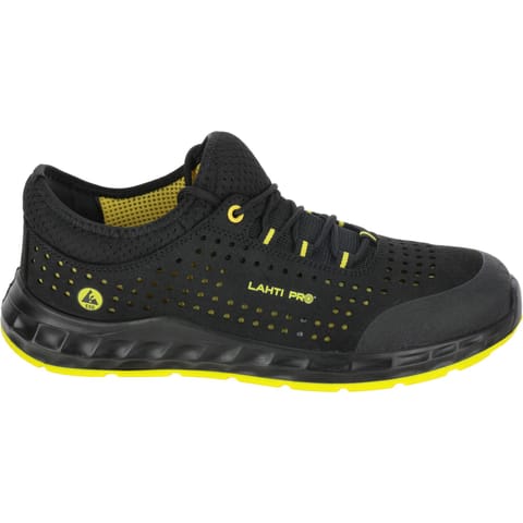 ⁨SHOES, MICROFIB., BLACK-YELLOW, S1 FO SR, "39", CE, LAHTI⁩ at Wasserman.eu