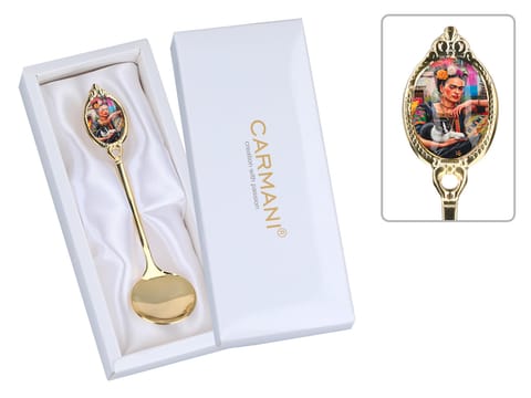 ⁨Łyżeczka do cukru powlekana 24K złotem - F. Kahlo (CARMANI)⁩ w sklepie Wasserman.eu