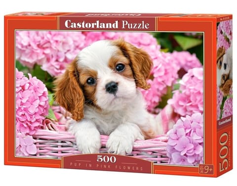 ⁨Puzzle 500 Pup in Pink Flowers CASTOR⁩ w sklepie Wasserman.eu