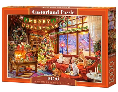 ⁨Puzzle 1000 Christmas Evening With Pets CASTOR⁩ w sklepie Wasserman.eu