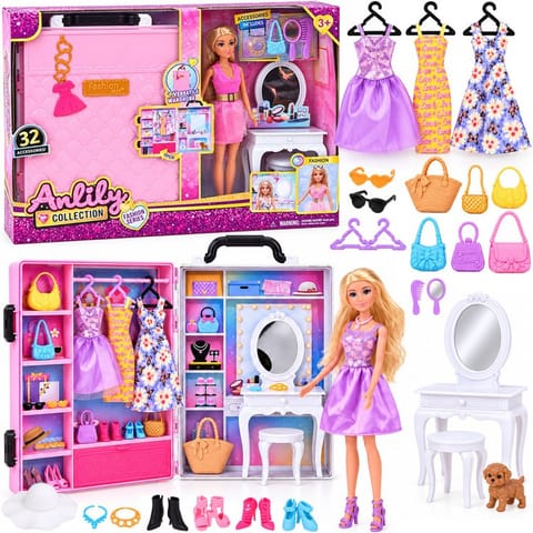 ⁨Anlily Urocza Lalka 30 cm Szafa Garderoba Toaletka ubranka akcesoria ZA6235⁩ w sklepie Wasserman.eu