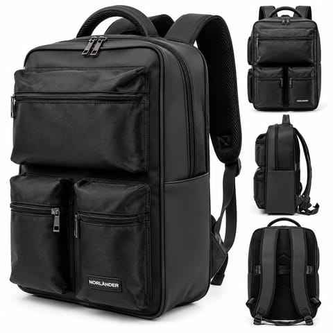 ⁨DUŻY PLECAK PODRÓŻNY 34 L NA LAPTOPA CZARNY NORLÄNDER TWILL⁩ w sklepie Wasserman.eu