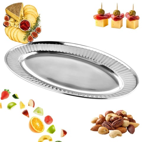 ⁨STALOWA TACA OWALNA DO SERWOWANIA 35cm KINGHOFF KH-2074⁩ w sklepie Wasserman.eu