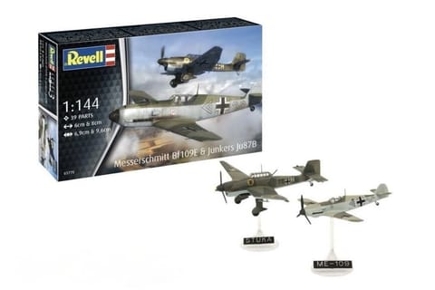 ⁨Plastic model ME BF109E & Junkers JU87B 1/144⁩ at Wasserman.eu