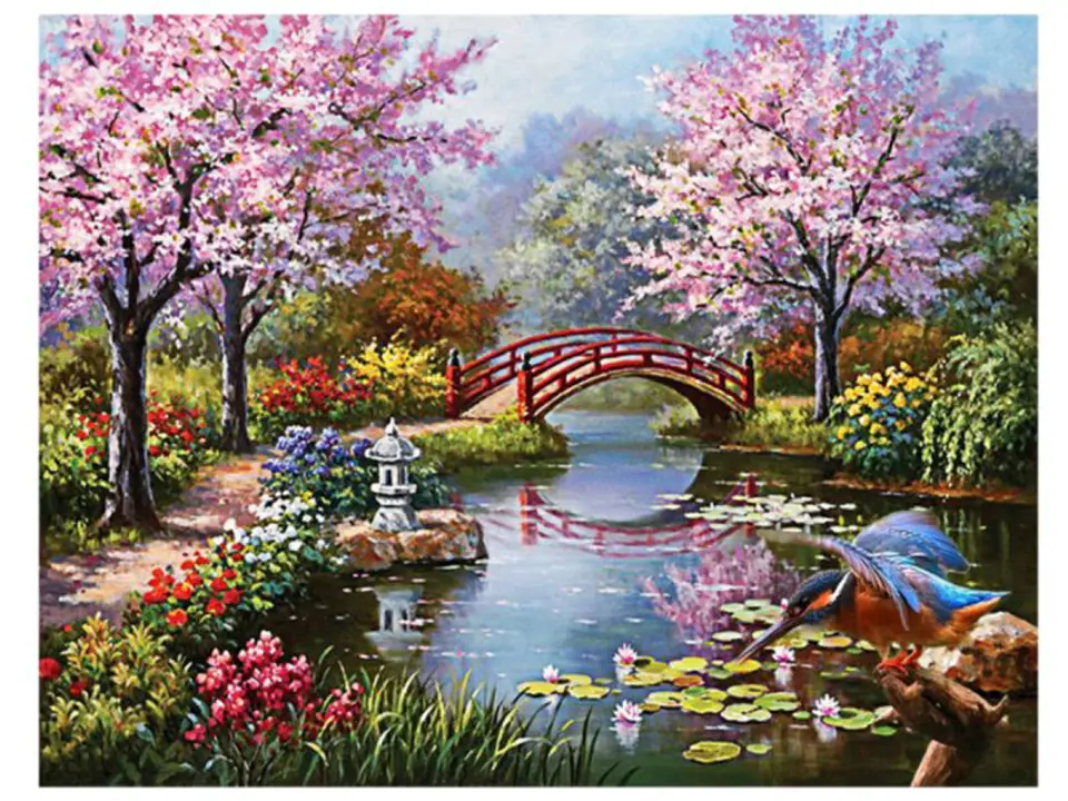 ⁨Diamond embroidery, picture, diamond mosaic diamond painting, JAPANESE GARDEN 40x30cm⁩ at Wasserman.eu