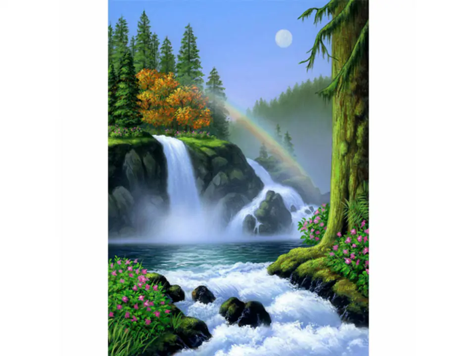 ⁨Diamond embroidery, picture, diamond mosaic diamond painting, RAINBOW WATERFALL 30x40cm⁩ at Wasserman.eu