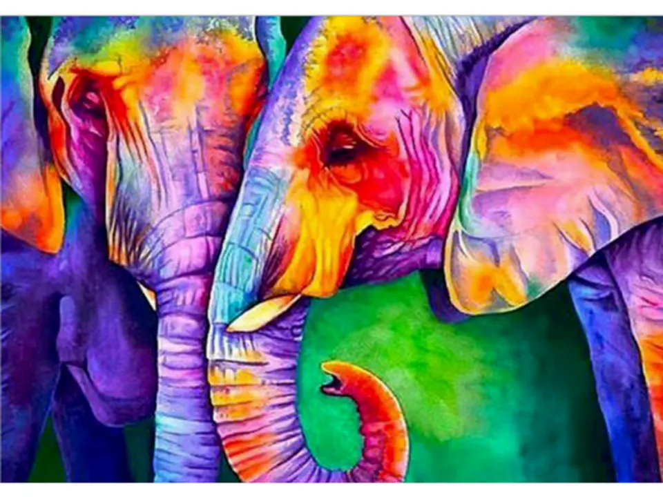 ⁨Diamond Embroidery, Painting, Diamond Mosaic Diamond Painting, ELEPHANTS COLOUR 40x30cm⁩ at Wasserman.eu