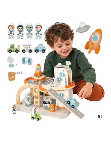 ⁨TOOKY TOY Parking Drewniany Kosmiczna Stacja⁩ w sklepie Wasserman.eu